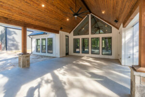 Custom home exterior design back patio