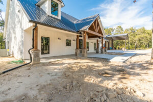 Custom home exterior with front porch