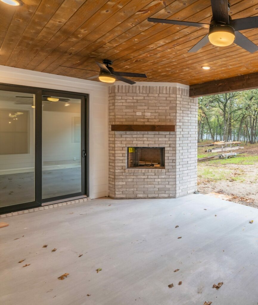 custom home outdoor fireplace