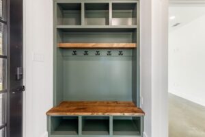 Custom entryway shelving and coat hanger