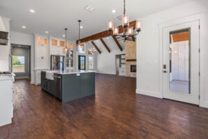 Open living room and kitchen layout - FM 275 new house built by LaRue Custom Homes