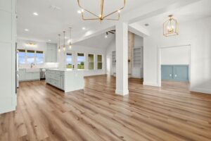 Custom Kitchen with wood flooring