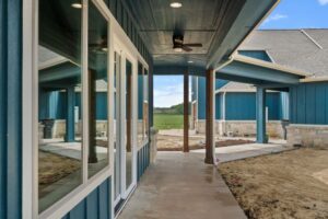 custom patio with covered walkway