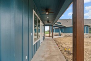 custom patio with covered walkway