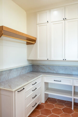 Kitchen with floating shelves